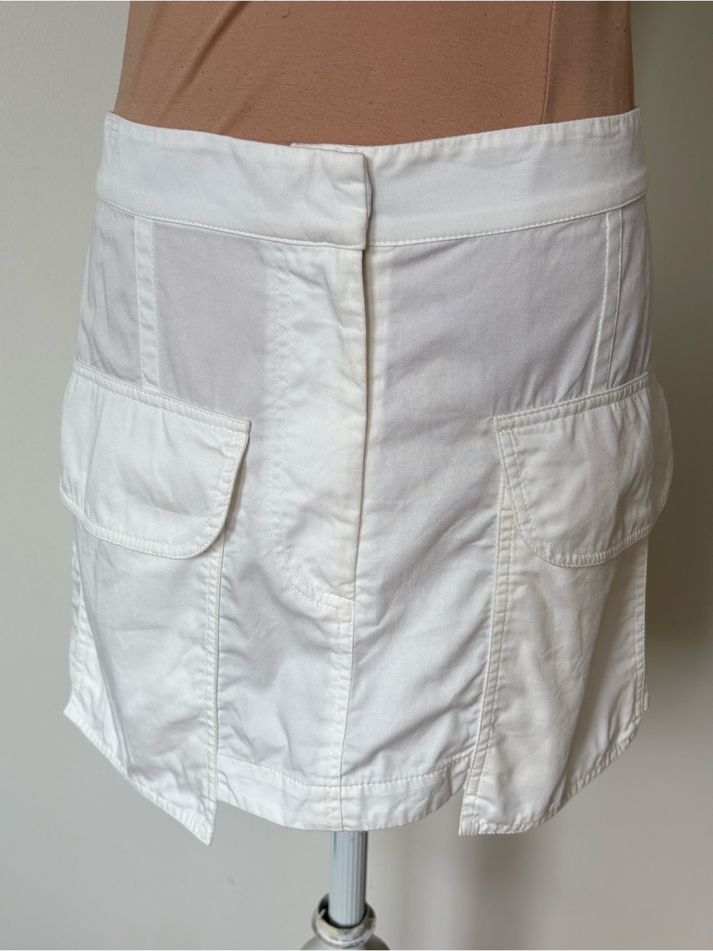 Just Bee Queen JBQ Lumi Cargo Pocket White Cotton Mini Skirt Size Small